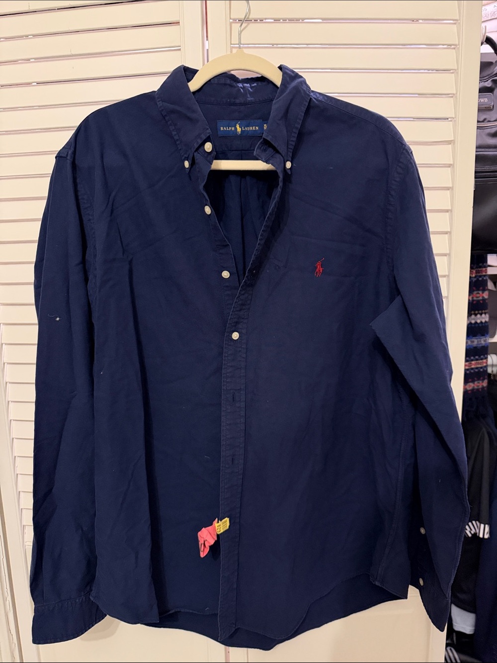 Ralph Lauren Navy Button-Down Oxford Shirt with Red Pony